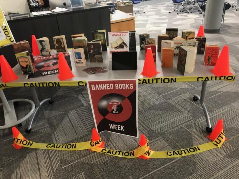 Mrs. Smiths Banned Books Week tribute in the IMC