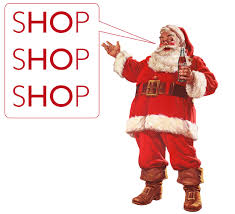 A picture of Santa is shown encouraging customers to shop during the holidays.