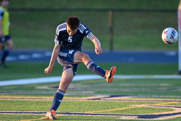 Colin Fohringer clears a goal kick.